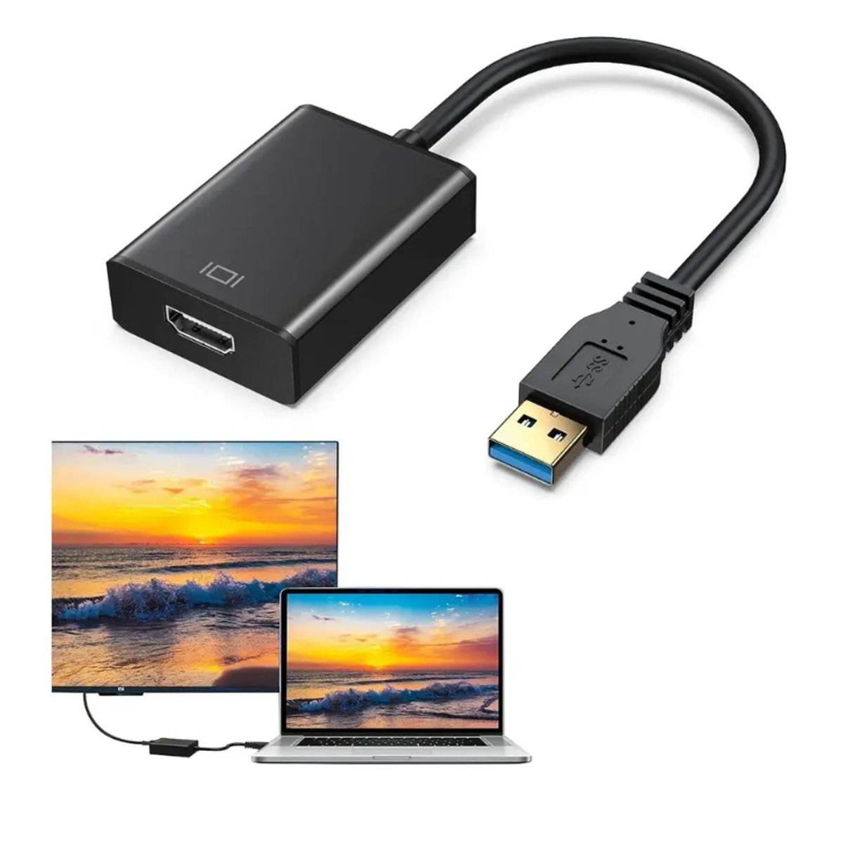 GENERICO - Adaptador Usb 3.0 A Hdmi Full Hd 1080p 60hz Para Win 7/8/10