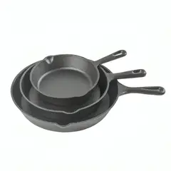 GENERICO - Set De 3 Sartenes De Hierro Fundido 16 20 Y 25cm Cocina