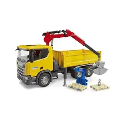 BRUDER - CAMION SCANIA 560R A 6x4 TOLVA CON GRUA Y PALLETS 1.16