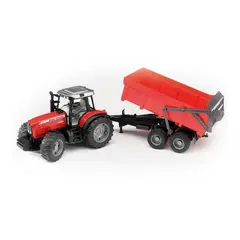 BRUDER - TRACTOR MASSEY FERGUSON CON REMOLQUE 1.16