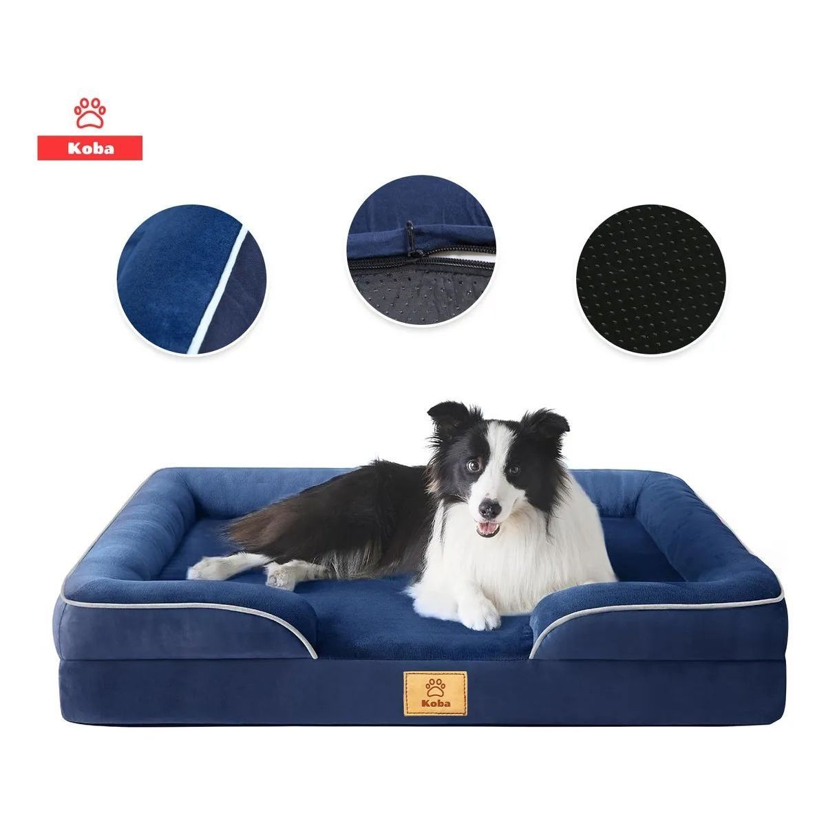 GENERICO - Cama Antiestrés Perro Colchón Ortopédica 90x63cm Azul