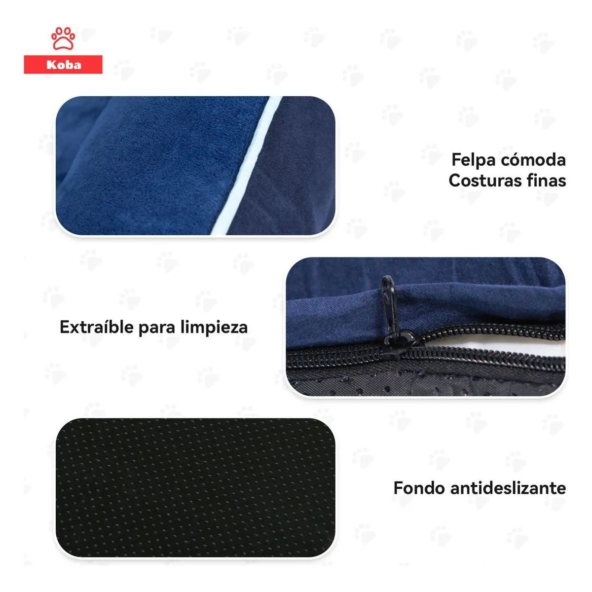 GENERICO - Cama Antiestrés Perro Colchón Ortopédica 90x63cm Azul
