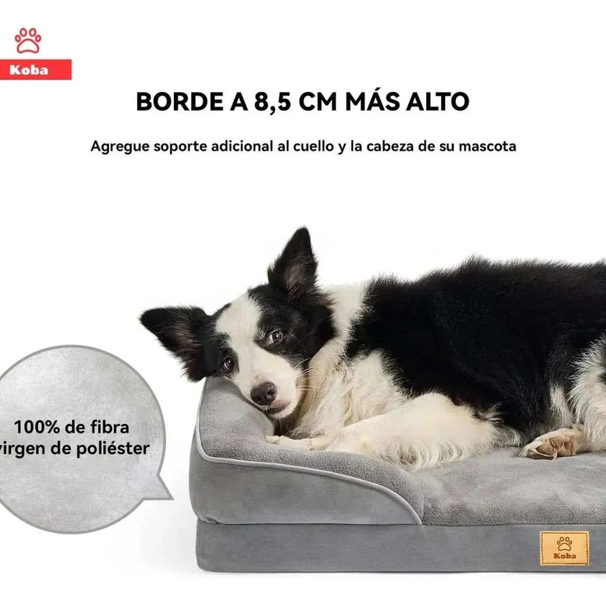 GENERICO - Cama Antiestrés Perro Colchón Ortopédica 90x63cm Gris