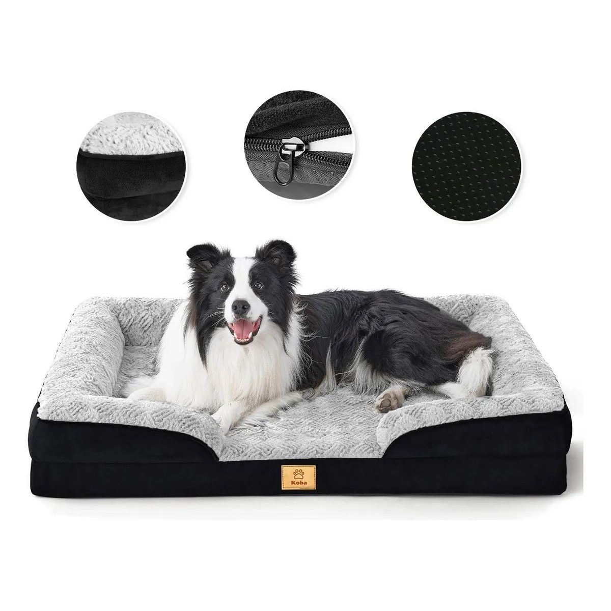 GENERICO - Cama Antiestrés Perro Colchón Ortopédica 90x63cm NEGRO