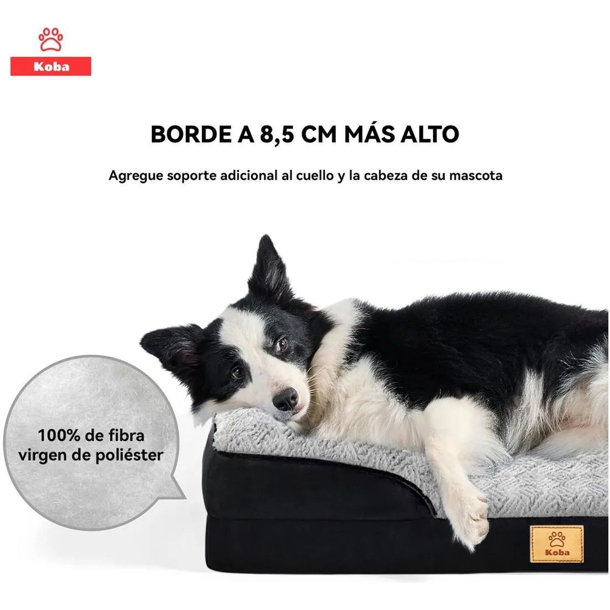 GENERICO - Cama Antiestrés Perro Colchón Ortopédica 90x63cm NEGRO
