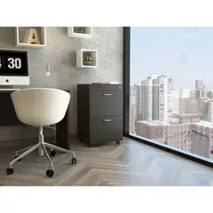 TUHOME - Cajonera Baja Con Ruedas 2 Cajones Andes Wengue 82,4x49,5x45,0 Cm