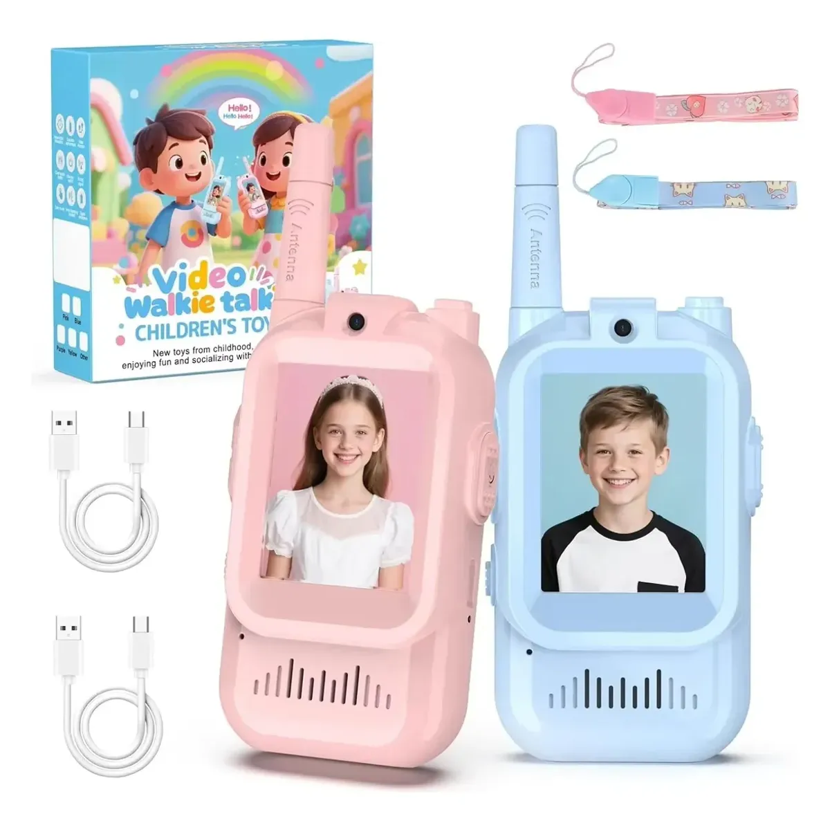 GENERICO - VIDEO WLAKIE TALKIE DE JUGUETE PARA NIÑOS AZUL Y ROSA