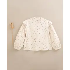 DADATI - Blusa de niña beige con flores marrones