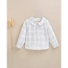 DADATI - Camisa de bebé niño de cuadros azul y blanco