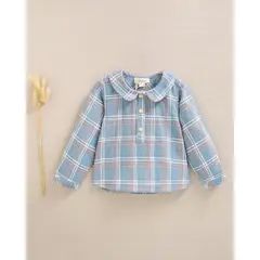 DADATI - Camisa de bebé niño azul con detalles naranjas