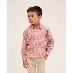 DADATI - Camisa de niño de manga larga de cuadros