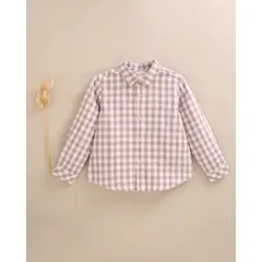 DADATI - Camisa de niño de cuadros color malva