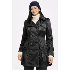 MAGENTA WOMAN - Trench Mujer Botones Negro