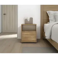 TUHOME - Velador 1 Cajon 1 Puerta Wanda Fresno 52,0x42,6x37,6 Cm