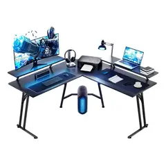 GENERICO - Escritorio Esquinero En Forma L 120cm Con Repisas Estantes Gamer Vidita Color Negro