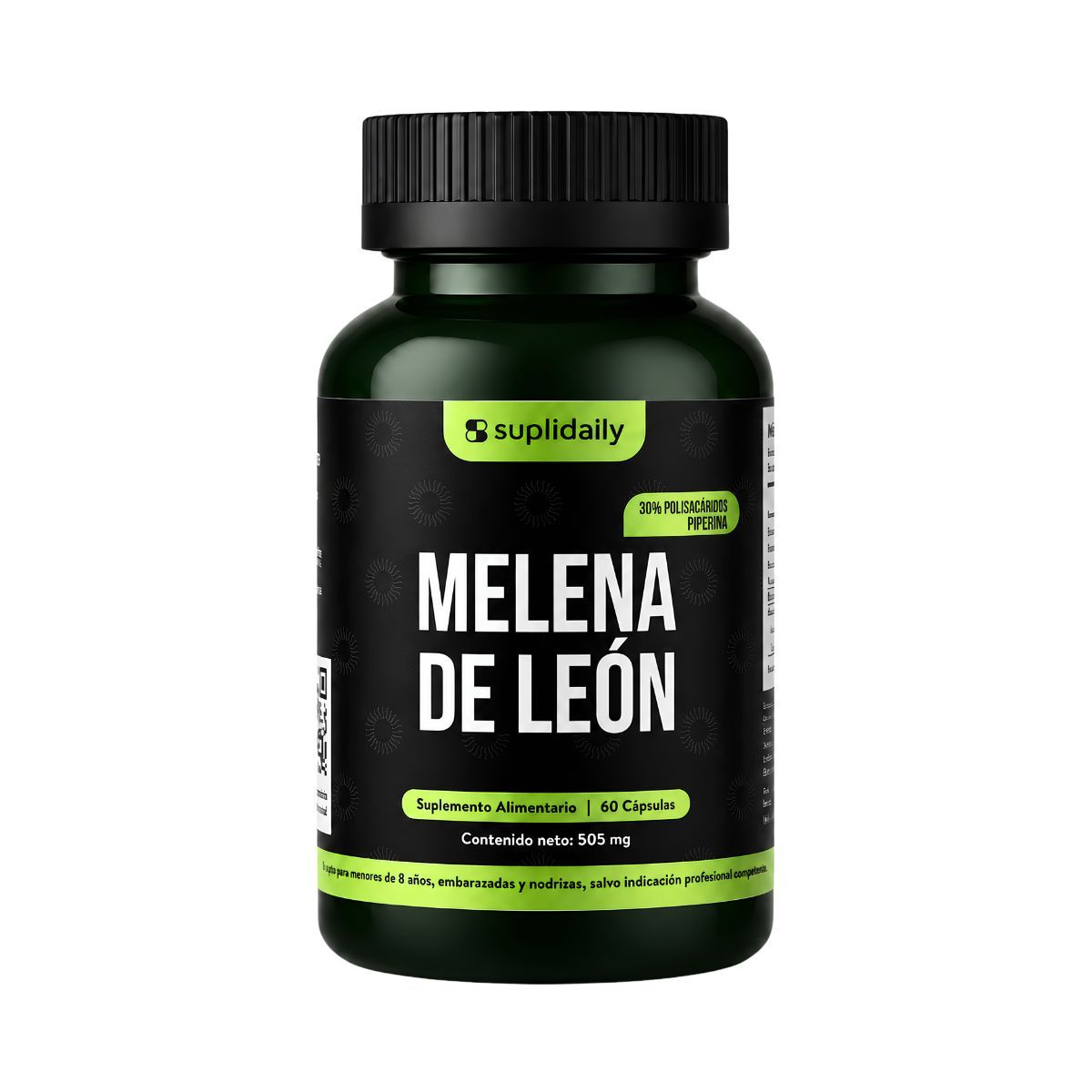 SUPLIDAILY - Melena De León SupliDaily 505mg 60 Caps Con Piperina Alta Potencia