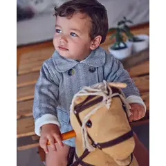 DADATI - Abrigo de bebé gris con estampado de espiga