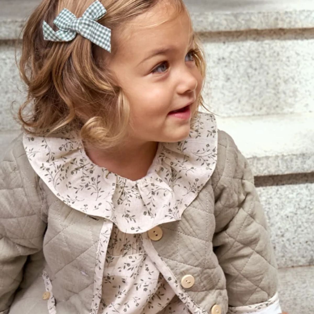 DADATI - Chaqueta de bebé niña acolchada en verde con bolsillos