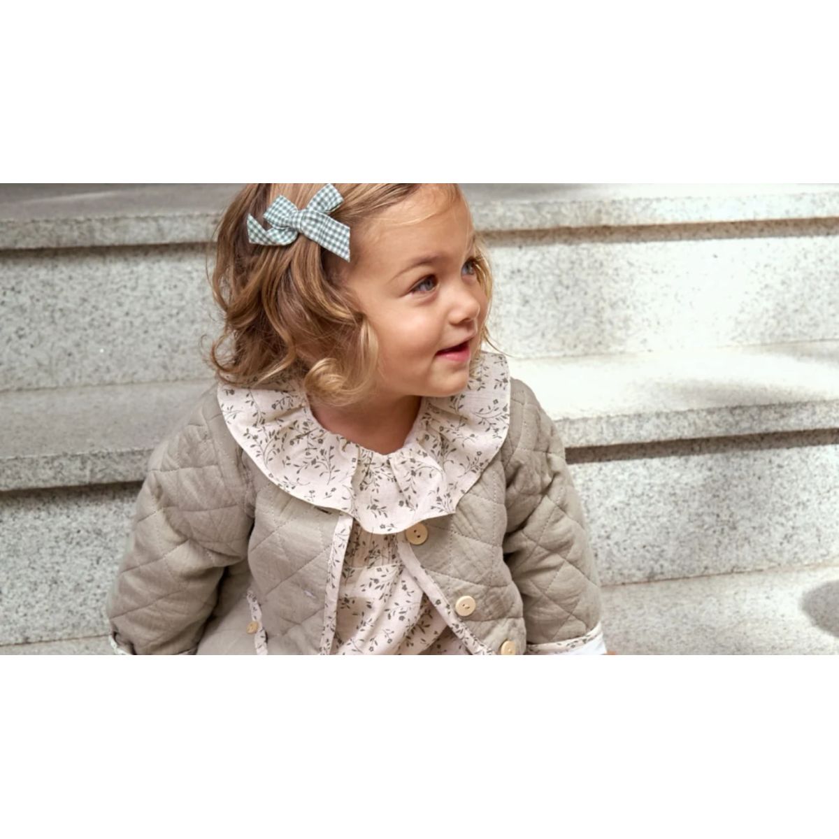 DADATI - Chaqueta de bebé niña acolchada en verde con bolsillos