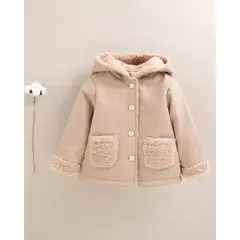 DADATI - Abrigo reversible de bebé en beige con capucha