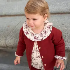 DADATI - Chaleco de bebé niña de punto color granate