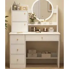 IDEEHOUSE - Peinadora Tocador Velador Con Espejo Luz 100x40x127cm