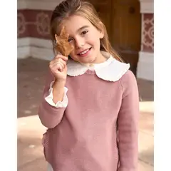 DADATI - Jersey de niña de punto en rosa con lazos laterales