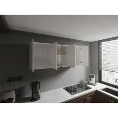 TUHOME - Mueble Superior Cocina 4 Puertas 2 Vidrio Blanco 60,0x150,0x31,5 Cm