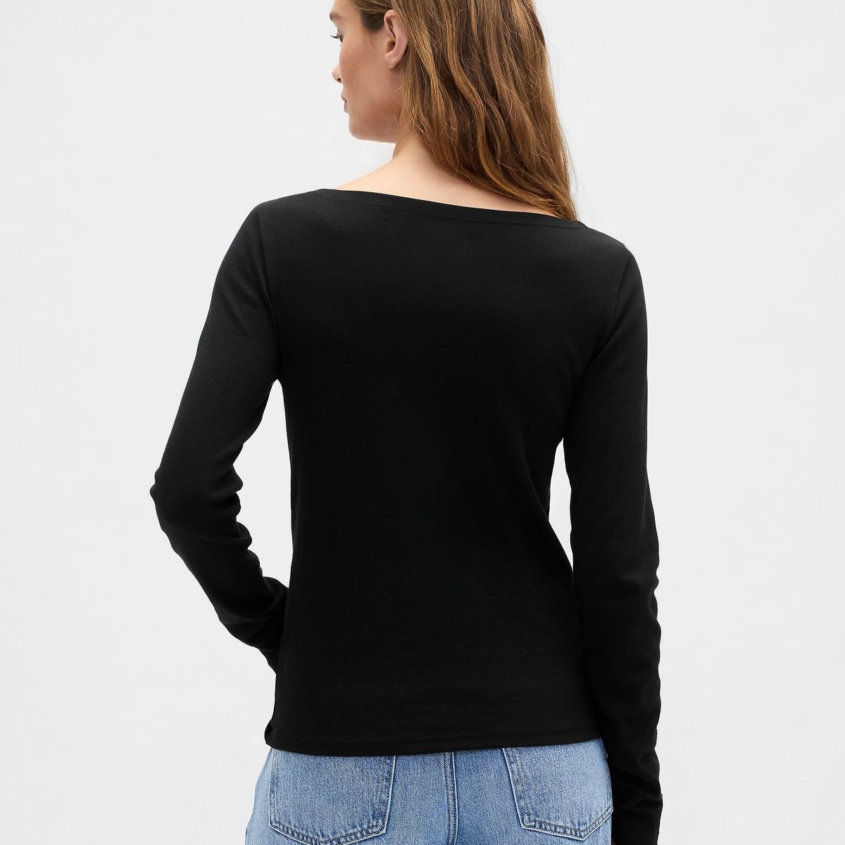 GAP - Polera Mujer Gap Manga Larga Boatneck Negro