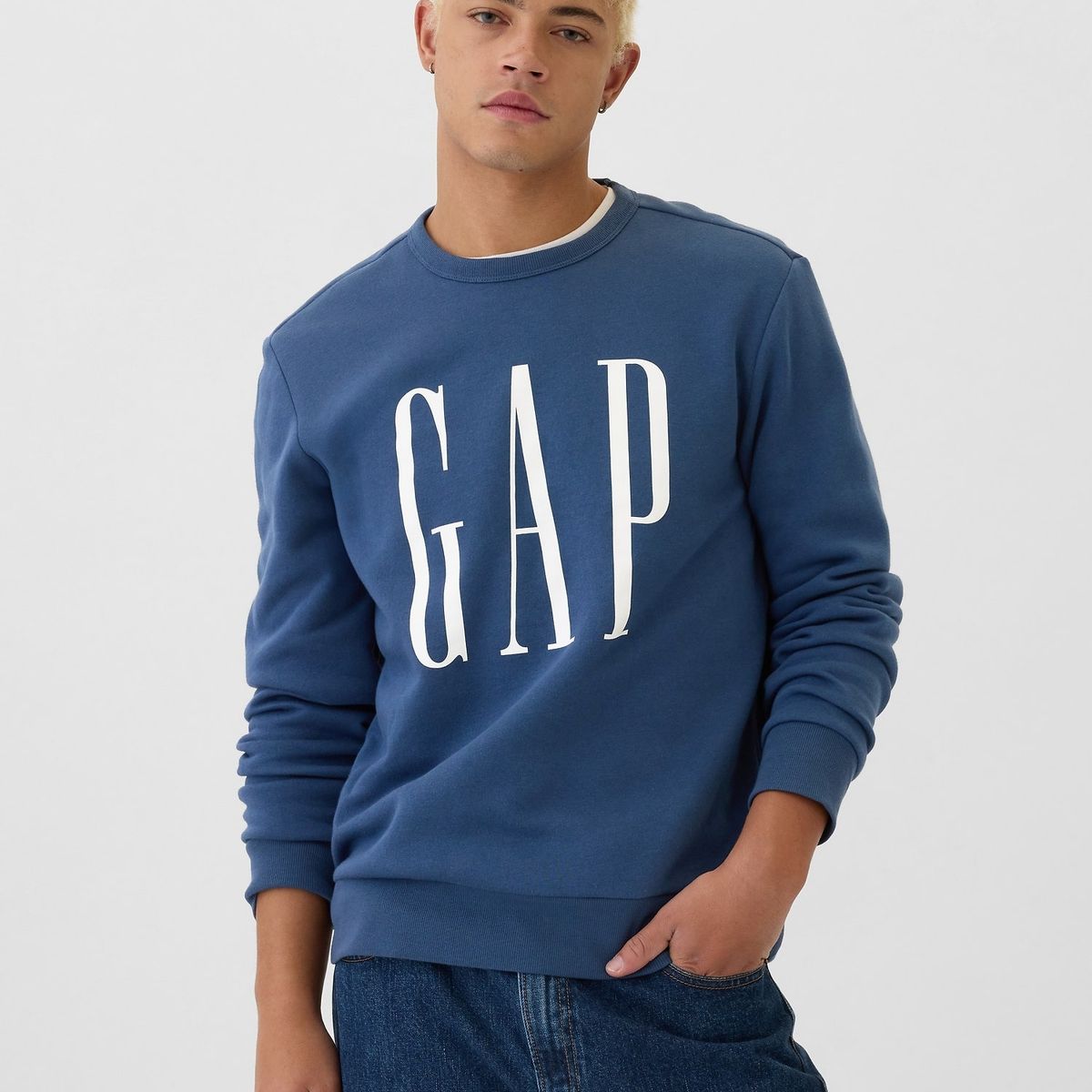 GAP - Polerón Hombre Gap Logo Crew V25 Sin Cierre Azul