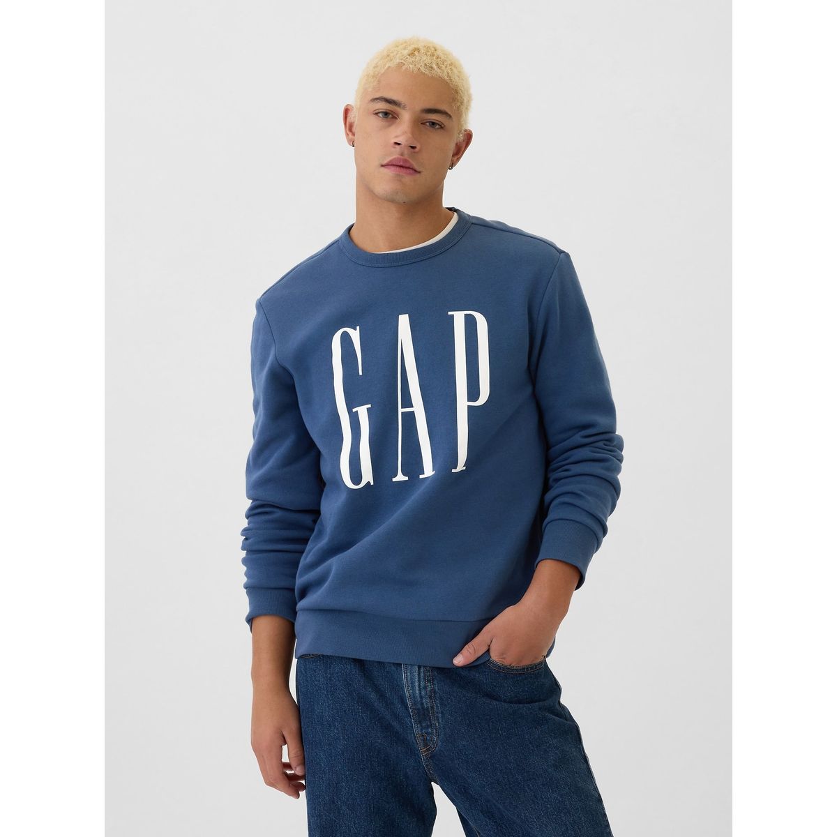 GAP - Polerón Hombre Gap Logo Crew V25 Sin Cierre Azul