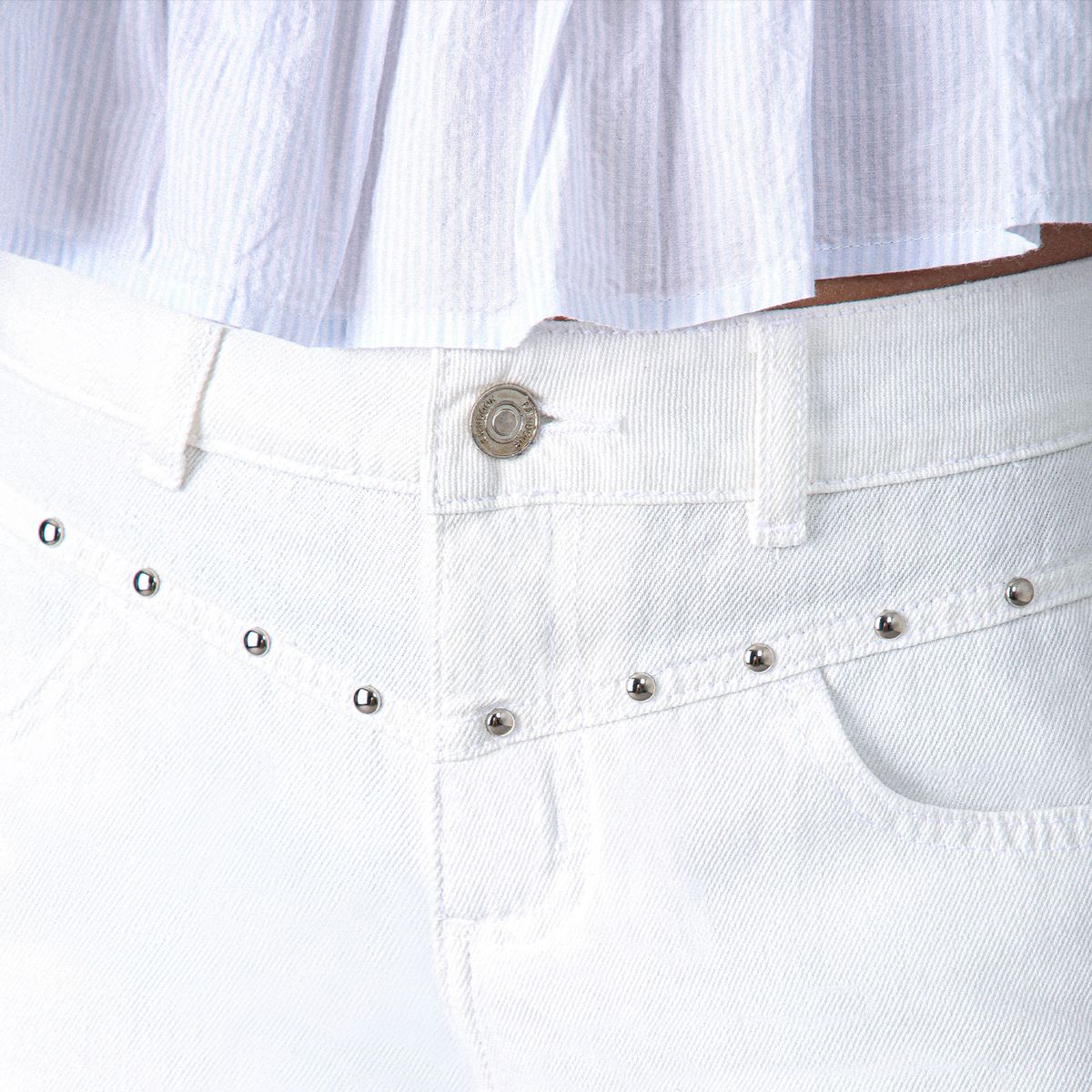 RAINDOOR - Pantalón Tachas Frontales White