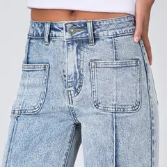 RAINDOOR - Pantalón Wide Leg Pocket Blue Mujer