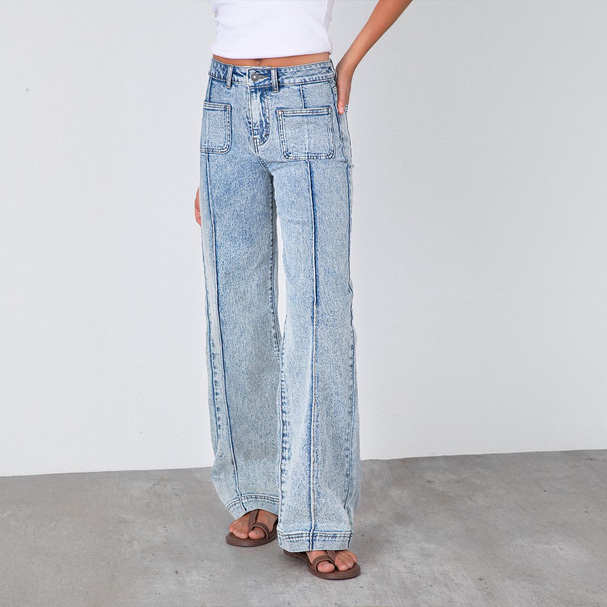 RAINDOOR - Pantalón Wide Leg Pocket Blue Mujer Raindoor