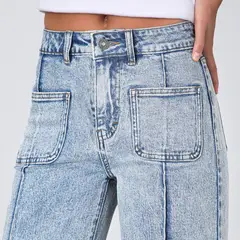 RAINDOOR - Pantalón Wide Leg Pocket Blue Mujer