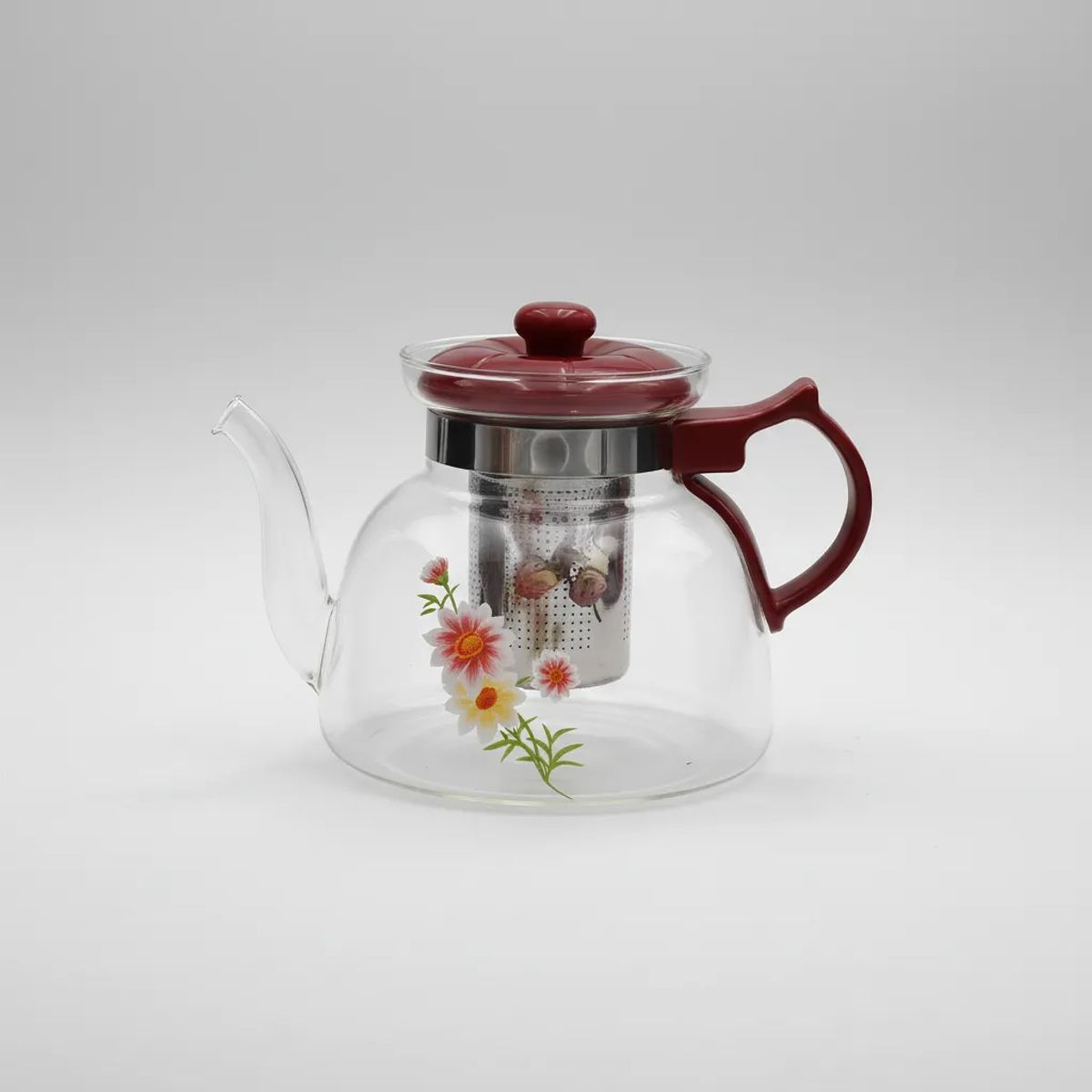 GENERICO - Tetera De Vidrio Con Infusor Floral 1100ml