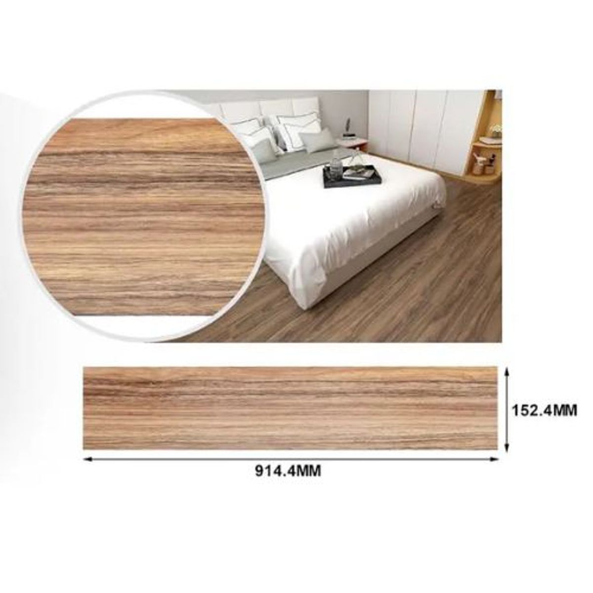 GENERICO - LAMINA DE SUELO PVC ADHESIVO 914,4 X 152,4MM 1UNID MARRON NEUTRO