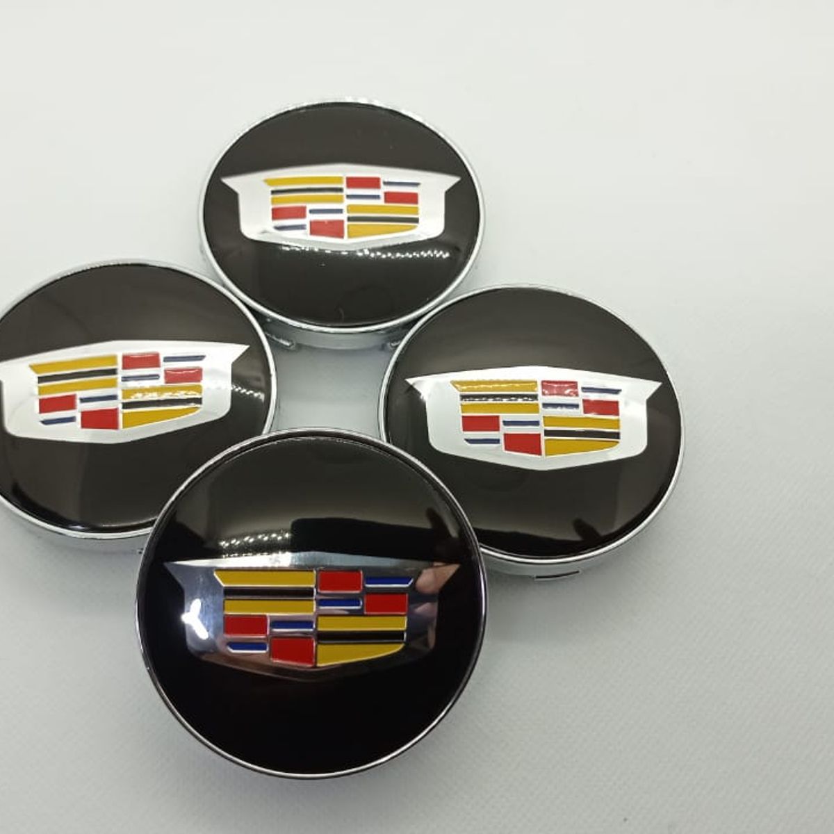 GENERICO - Set X4 Tapas centro de Llantas de autos 60mm universal cadillac negro