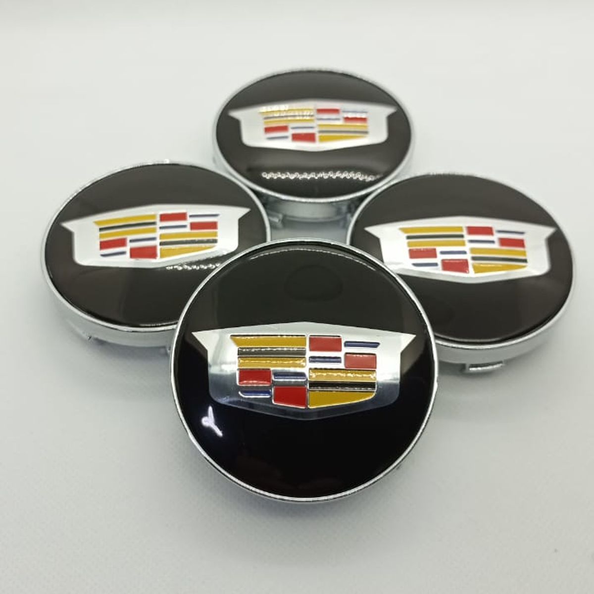 GENERICO - Set X4 Tapas centro de Llantas de autos 56mm universal cadillac negro