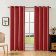 GENERICO - Cortina Lino Con Blackout 100% Térmica Engomada 2 Paños