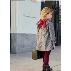 DADATI - Vestido de niña gris con estampado de corazones granate