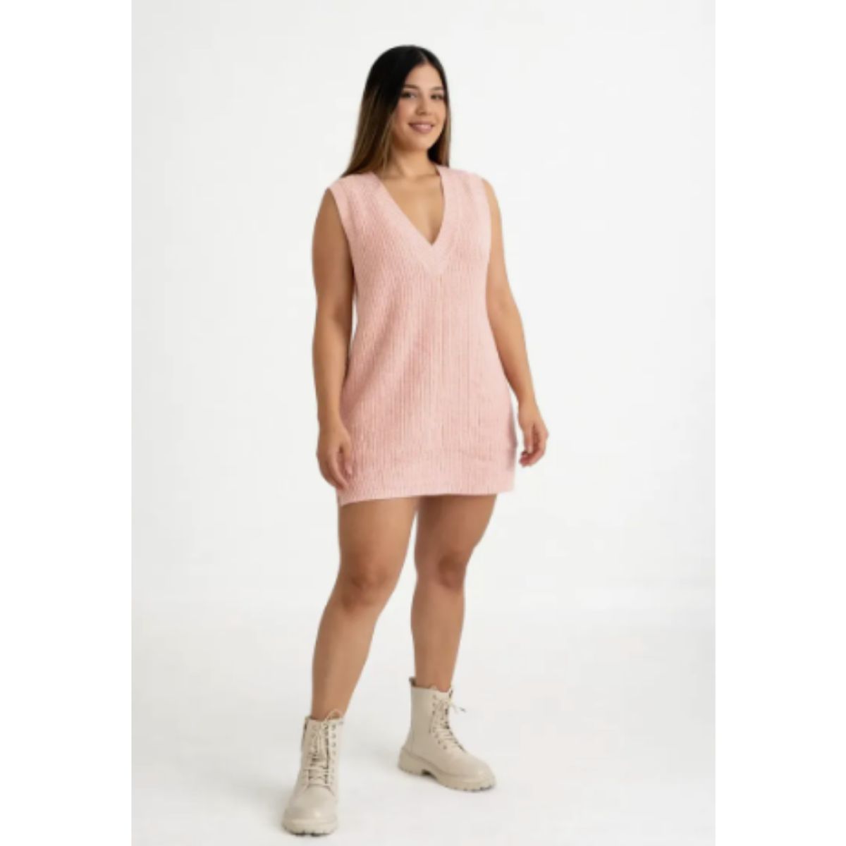 JRL - Jersey Largo Sin Mangas Chaleco Tipo Sweater Mujer