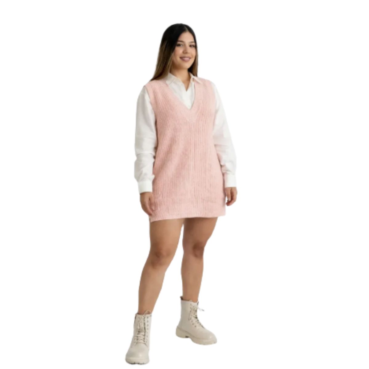 JRL - Jersey Largo Sin Mangas Chaleco Tipo Sweater Mujer