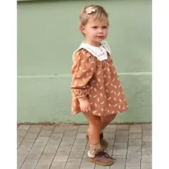 DADATI - Vestido de bebé niña naranja con estampado de hojas