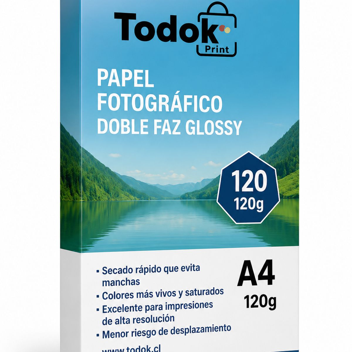 TODOK - Papel Fotografico Glossy Doble Faz A4 de 120g 100H
