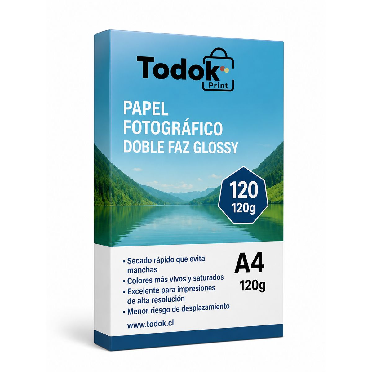 TODOK - Papel Fotografico Glossy Doble Faz A4 de 120g 100H