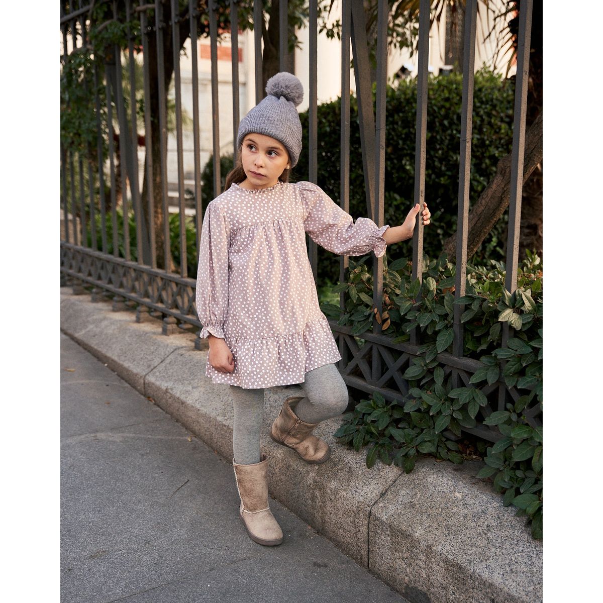 DADATI - Vestido de niña malva con estampado geométrico