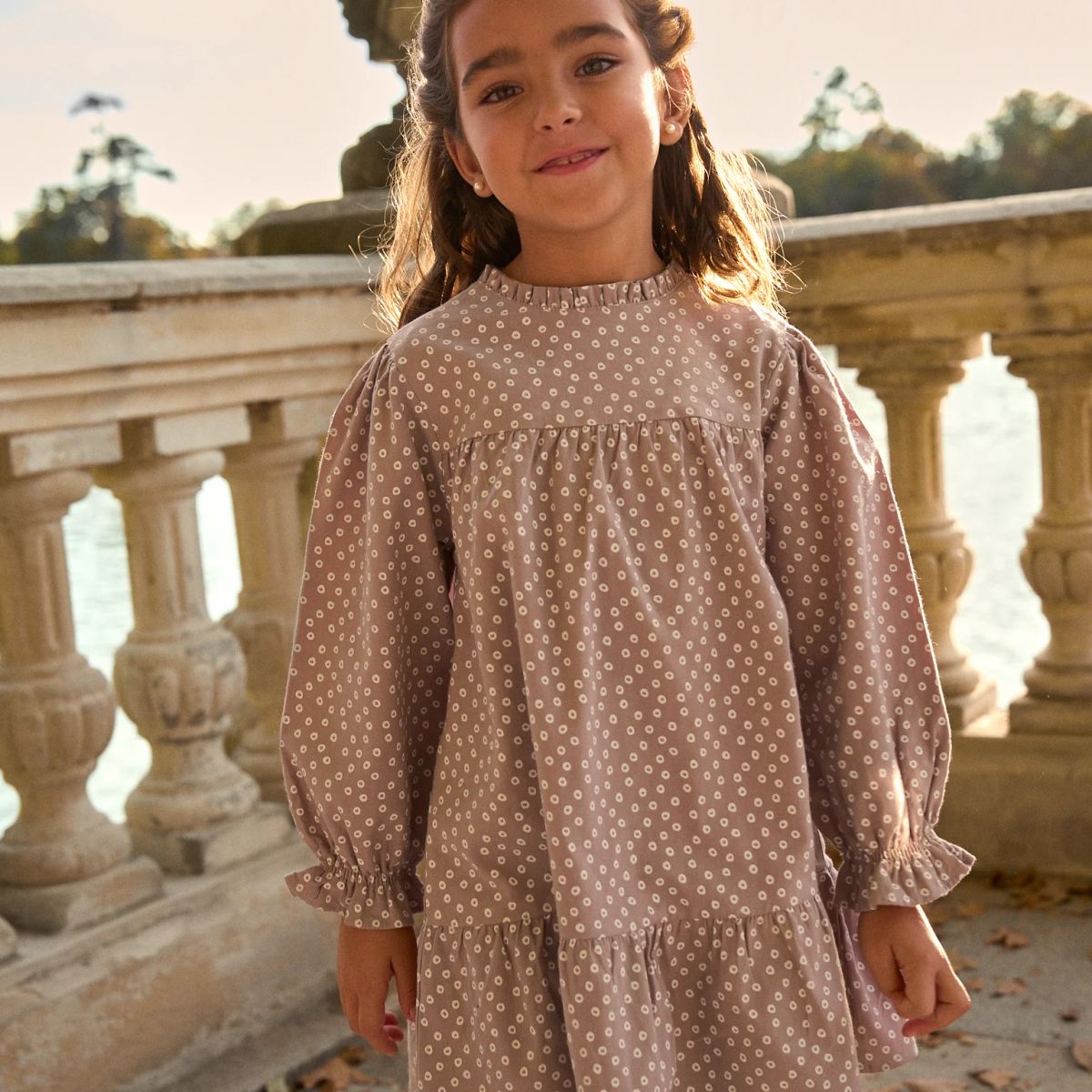 DADATI - Vestido de niña malva con estampado geométrico
