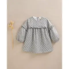 DADATI - Vestido de bebé niña en gris jaspeado con topos