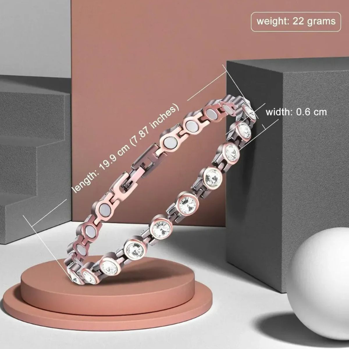 GENERICO - Pulsera Cobre Terapia de  Imanes - Brazalete Magnético Ajustable Cobre 26 Cm